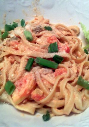 A picture of picante& sour cream fettuccine.