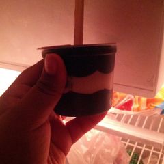 A picture of pudding popsicle.