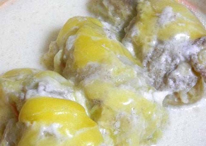 Recipe of Jamie Oliver Pork Belly and Napa Cabbage Rolls Stewed in Milk and Cheese