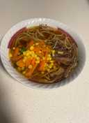 Slow cook beef brisket with noodles