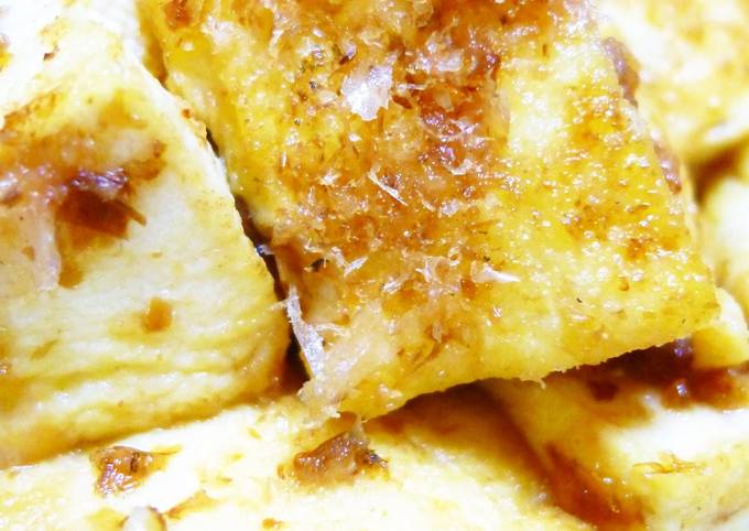 Sweet and Spicy Firm Tofu Fried with Okaka and Soy Sauce Recipe
