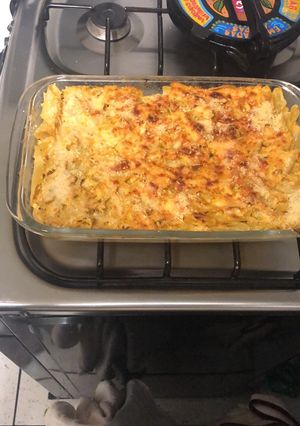 Una foto de Tallarines con Salsa de pollo asado (receta saludable)