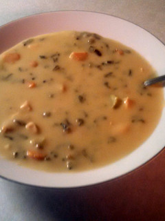 A picture of Creamy Chicken Wild Rice Soup.