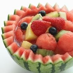 A picture of Watermelon Fruit Punch In a Watermelon Bowl.