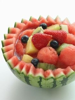 A picture of Watermelon Fruit Punch In a Watermelon Bowl.