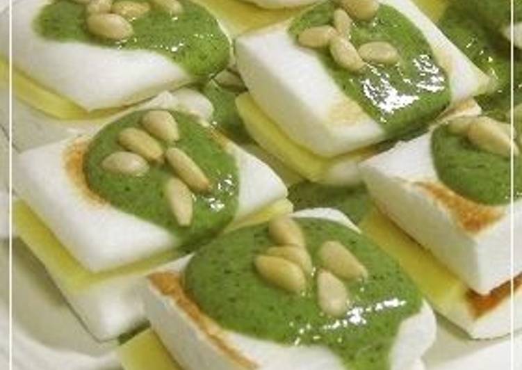 Cheese and Hanpen Sandwiches with Basil Pesto