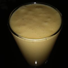 A picture of Banana,mango n strawberry smoothie#mums contest.