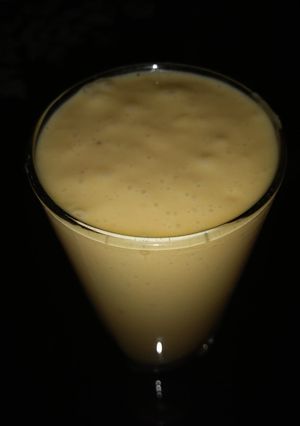 A picture of Banana,mango n strawberry smoothie#mums contest.