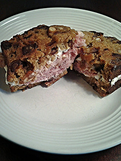 A picture of Grilled Ham and Cheese Sandwiches on Date Nut Bread.