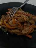Pollo con pimiento, BBQ y Miel