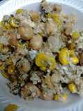 Corn egg parmesaen cheese with chick peas