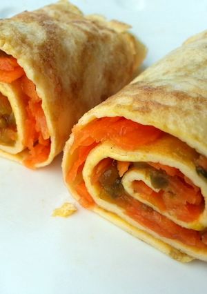 A picture of Carrot Omelette Roll Diet Breakfast.