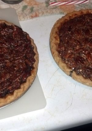 A picture of Grandma's Pecan Pumpkin Pie.