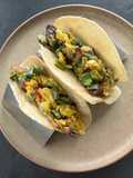 Bacon egg poblano breakfast tacos!