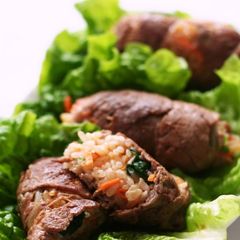 Rolled Bibimbap with Beef A picture of Rolled Bibimbap with Beef.