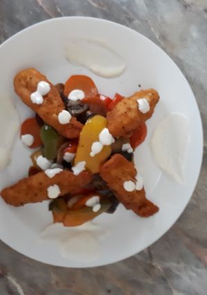 Kentucky csirkemell, grillezett zöldségekkel recept fotója