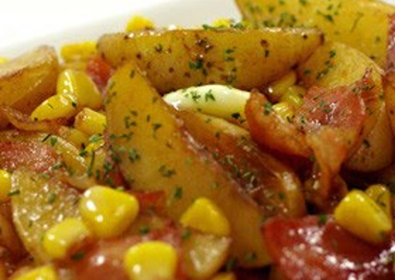 New Potatoes, Bacon, and Corn Sautéed with Butter & Soy Sauce