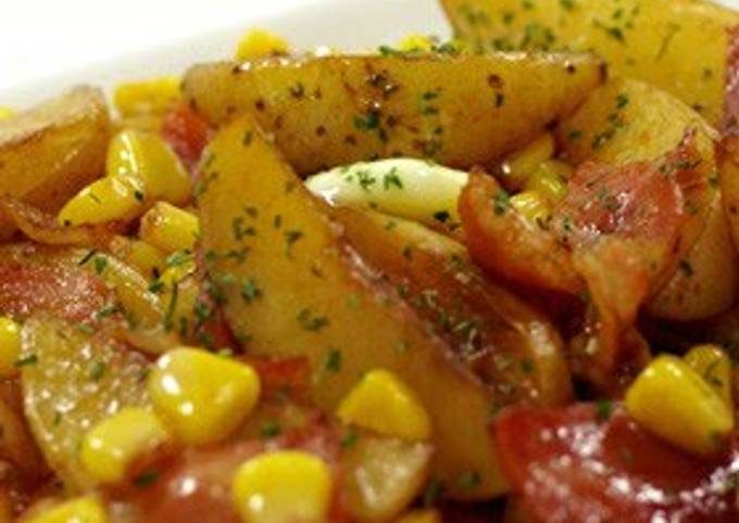 New Potatoes, Bacon, and Corn Sautéed with Butter & Soy Sauce