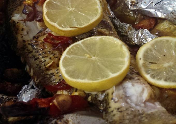 Recipe of Perfect Baked red snapper with lemon and tomato