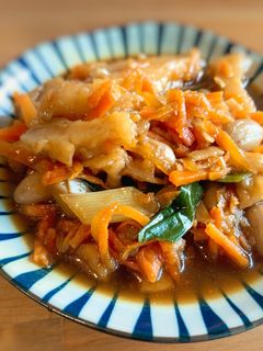 醬炒花生牛蒡甜不辣 的食譜成品照片
