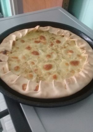Una foto de Tarta de puerro y cebolla