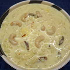 A picture of Poha Kheer or Chirer Amrita Bhog.