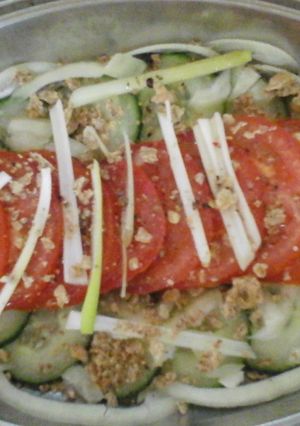 A picture of My Cucumber and Tomato Pepper Salad.