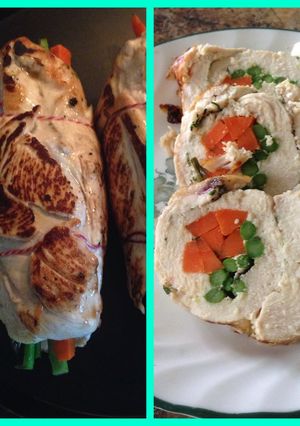 Una foto de Rollo de pollo y vegetales