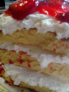A picture of Strawberry Cheesecake Torte a pampered chef recipe.
