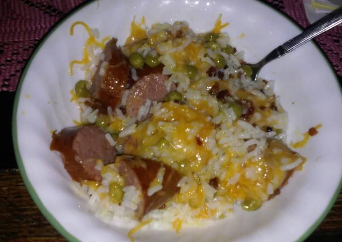 Rice and kielbasa meal
