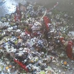 A picture of Agathi poo poriyal.