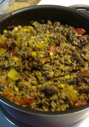 A picture of Inside out stuffed peppers.