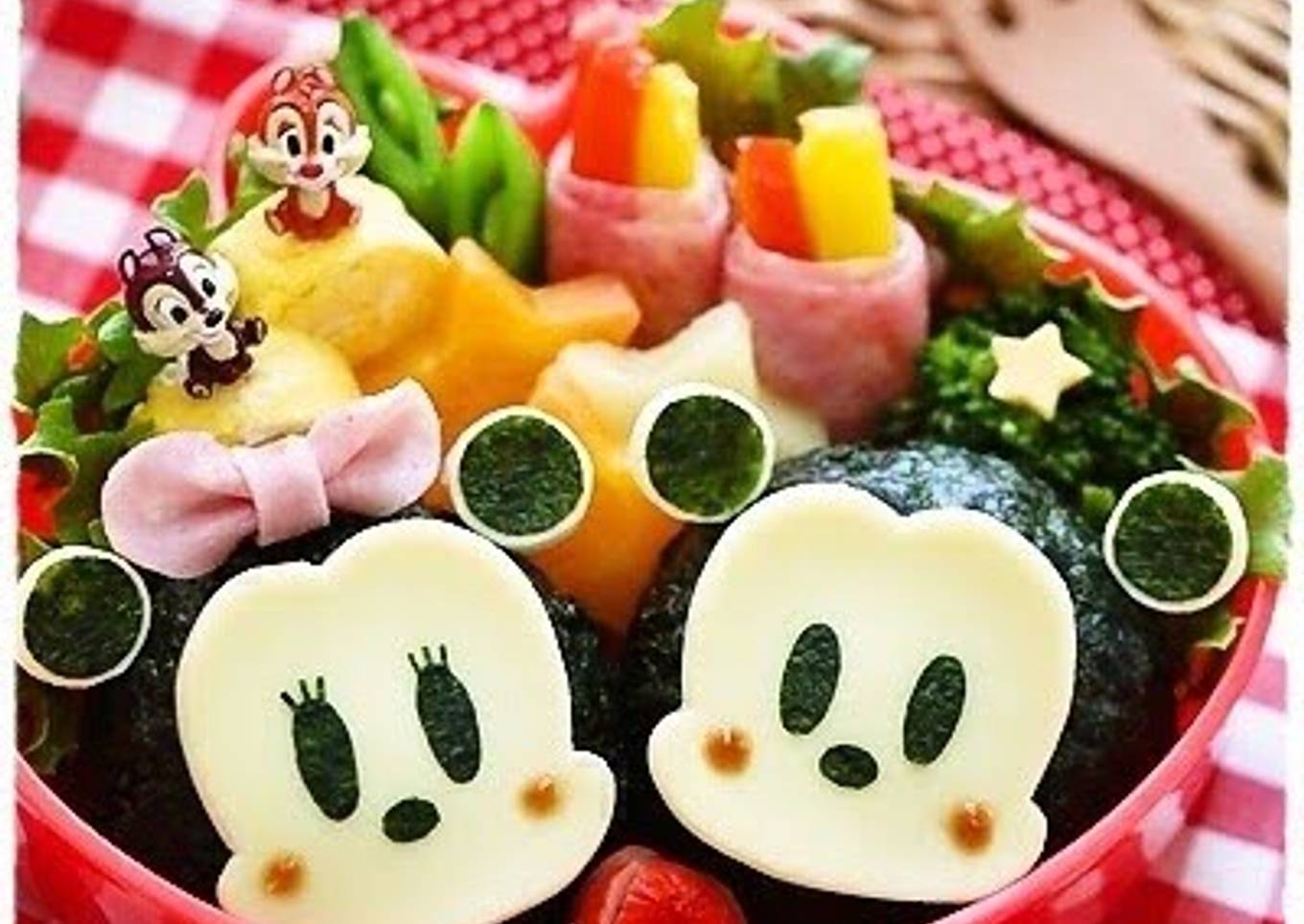Mickey and Minnie Onigiri Character Bento