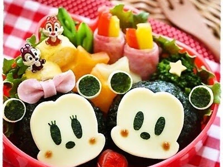 Simple Way Make Recipe Mickey and Minnie Onigiri Character Bento that is Perfect, Perfect}