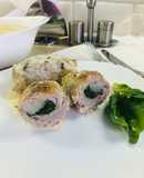 Мясные рулетики с грушей и шпинатом в сливочном соусе!!!
