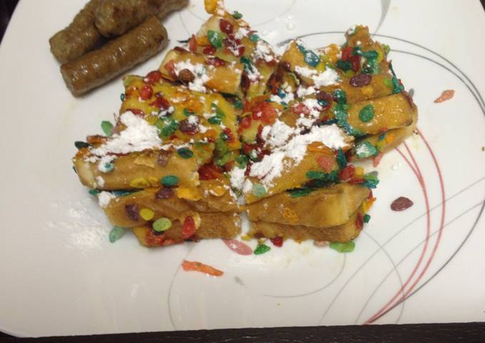 Fruity Pebble Crusted French Toast
