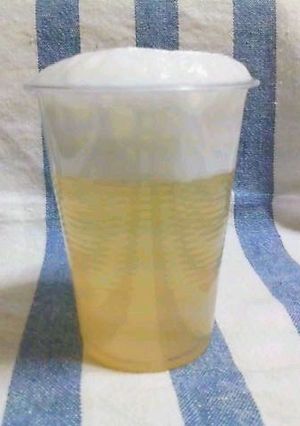 A picture of Apple Jello--Looks Like a Glass of Beer.
