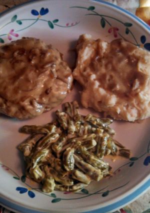 A picture of White Trash Salisbury Steaks.