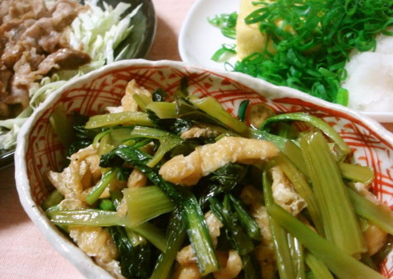 Authentic Kyoto Style Komatsuna and Fried Tofu Stir Fry