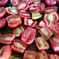 A picture of Easy oven roasted roma tomatoes.