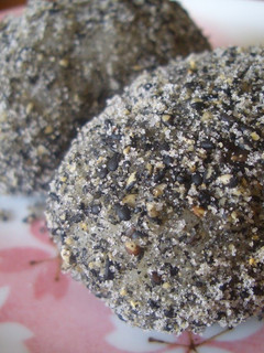 A picture of Ohagi Mochi with Sesame and Kinako Soy Flour.