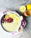 Lemon & Raspberry Oats with Cashew Butter