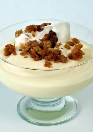A picture of Homemade Pudding ( Borrowed recipe ) Recipe.com.