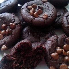 A picture of Vickys Flourless Black Bean Brownies, GF DF EF SF NF.