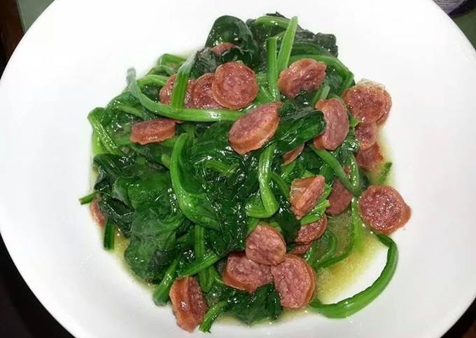 Spinach with Chinese sausage