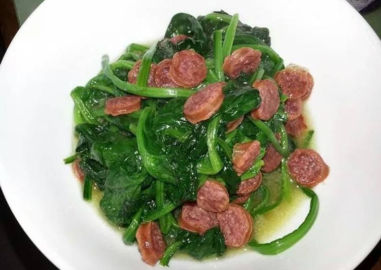 Spinach with Chinese sausage