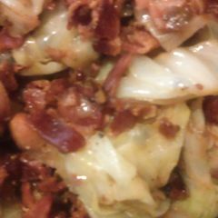 A picture of Fried Cabbage with BACON.