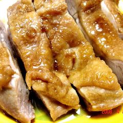 A picture of Chicken Cooked in Garlic, Butter, and Soy Sauce.