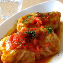 A picture of Cabbage Rolls Simmered in Tomato Sauce.