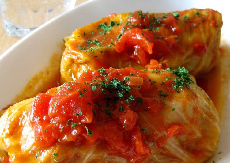 Steps to Prepare Appetizing Cabbage Rolls Simmered in Tomato Sauce